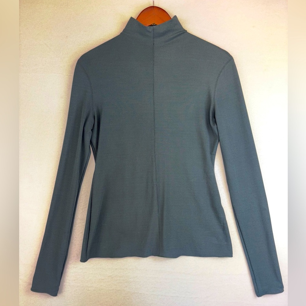 BOTTEGA VENETTA Pre Spring 2020 Mock Neck Long Sleeve Stretch‎ Top Green Italy